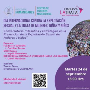 Conversatorio Virtual · Desafíos y estrategias en la Prevención de la Explotación Sexual de Mujeres y Niñas