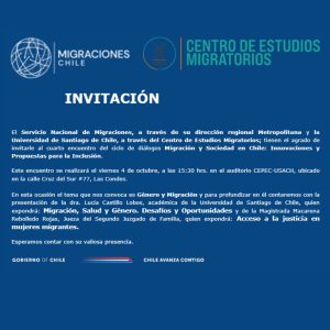 Ciclo de diálogos · Migración y Sociedad en Chile · Innovaciones y Propuestas para la Inclusión