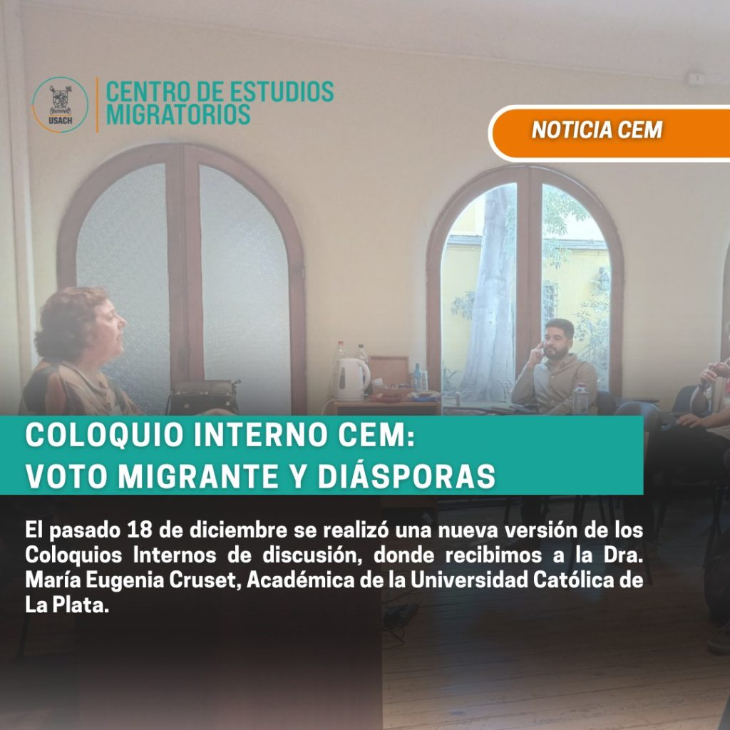 Dic · Coloquio interno  · Voto Migrante y Diásporas · , por María Eugenia Cruset