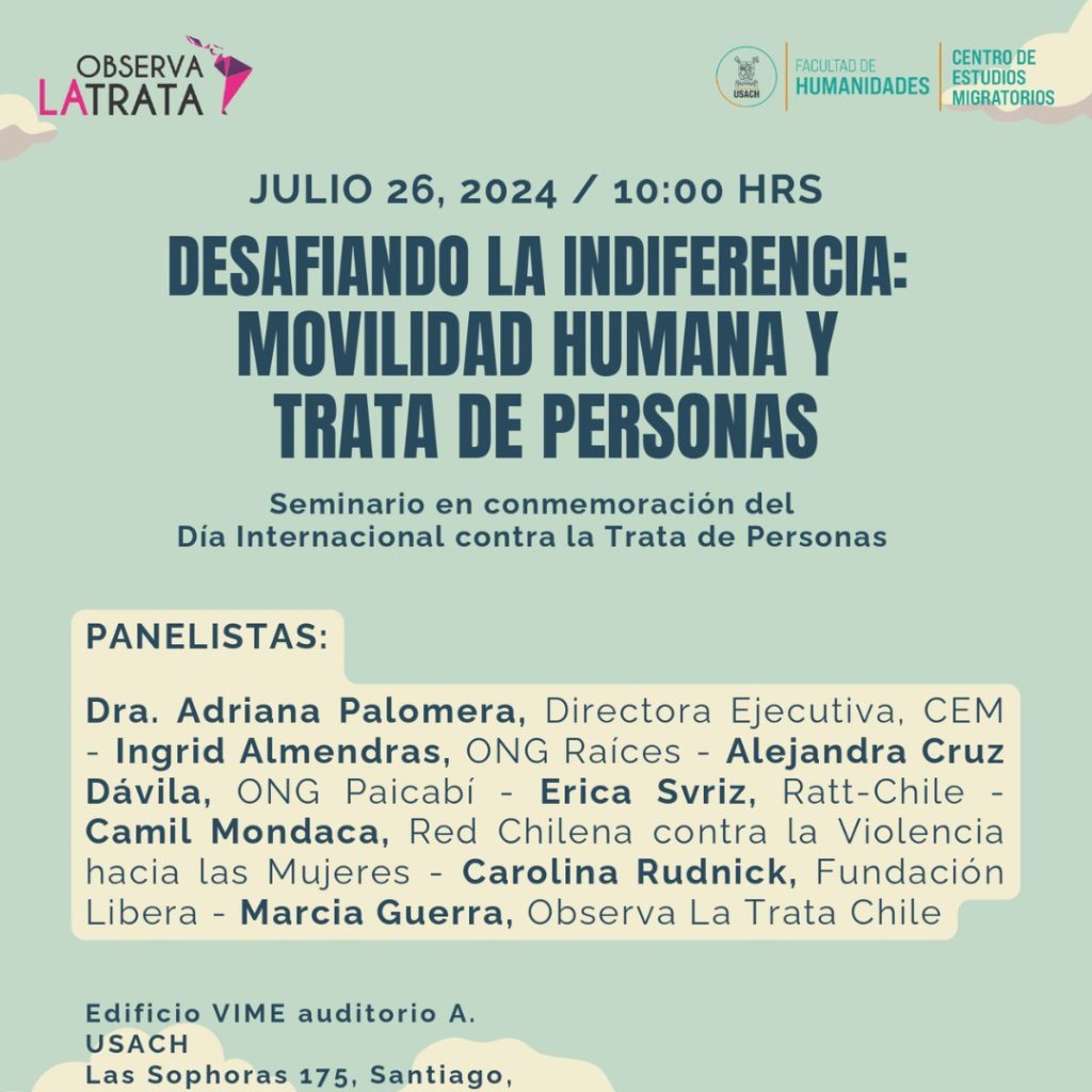 Seminario · Desafiando la Indiferencia · Movilidad Humana y Trata de Personas