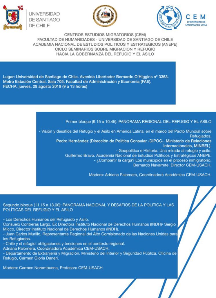 CICLO SEMINARIOS SOBRE MIGRACION Y REFUGIO HACIA LA GOBERNANZA DEL REFUGIO Y EL ASILO