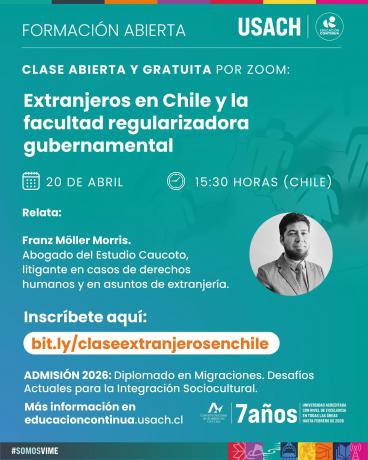 Invitación a Clase Abierta · Extranjeros en Chile y la facultad regularizadora gubernamental
