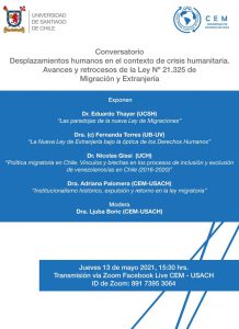 Conversatorio · Desplazamientos humanos en el contexto de crisis humanitaria. Avances y retrocesos de la Ley Nº 21.325 de Migración y Extranjería