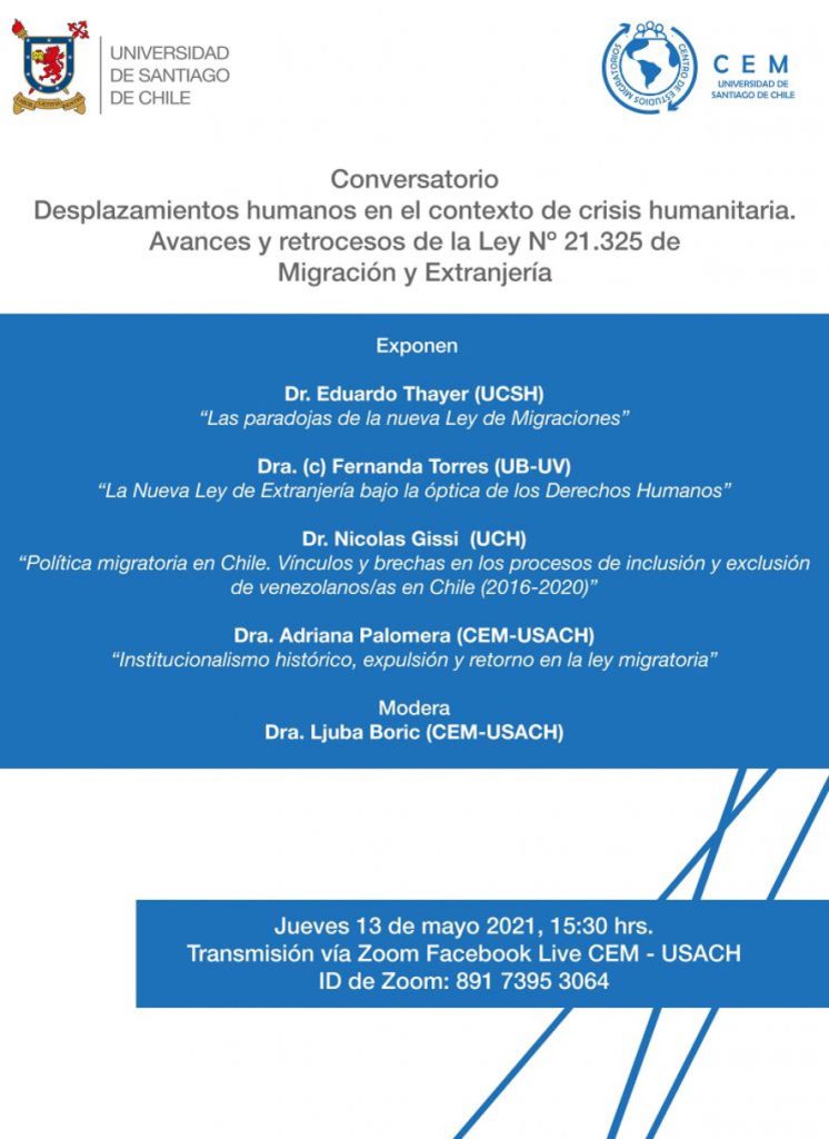 Conversatorio · Desplazamientos humanos en el contexto de crisis humanitaria. Avances y retrocesos de la Ley Nº 21.325 de Migración y Extranjería