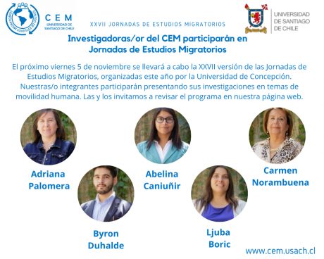 Integrantes del CEM participarán de las XXVII Jornadas de Estudios Migratorios