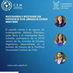 Investigadoras e investigador CEM participan de XXVIII Jornadas de Estudios Migratorios