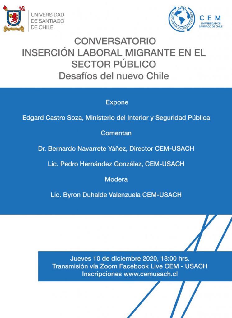 Conversatorio Inserción laboral migrante en el sector público. Desafíos del nuevo Chile