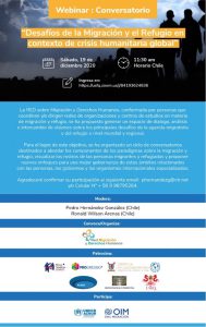 CONVERSATORIO (WEBINAR) DESAFIOS DE LA MIGRACION Y EL REFUGIO EN CONTEXTO DE CRISIS HUMANITARIA GLOBAL
